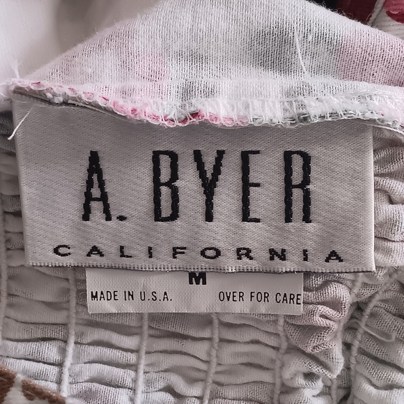 A.Byer Vintage Floral Bra Style Wide Strap Smocked Cotton Crop Top M - Picture 4 of 5